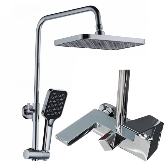 N33 chrome shower set and square rose ,pvc hose ,5pcs carton from china